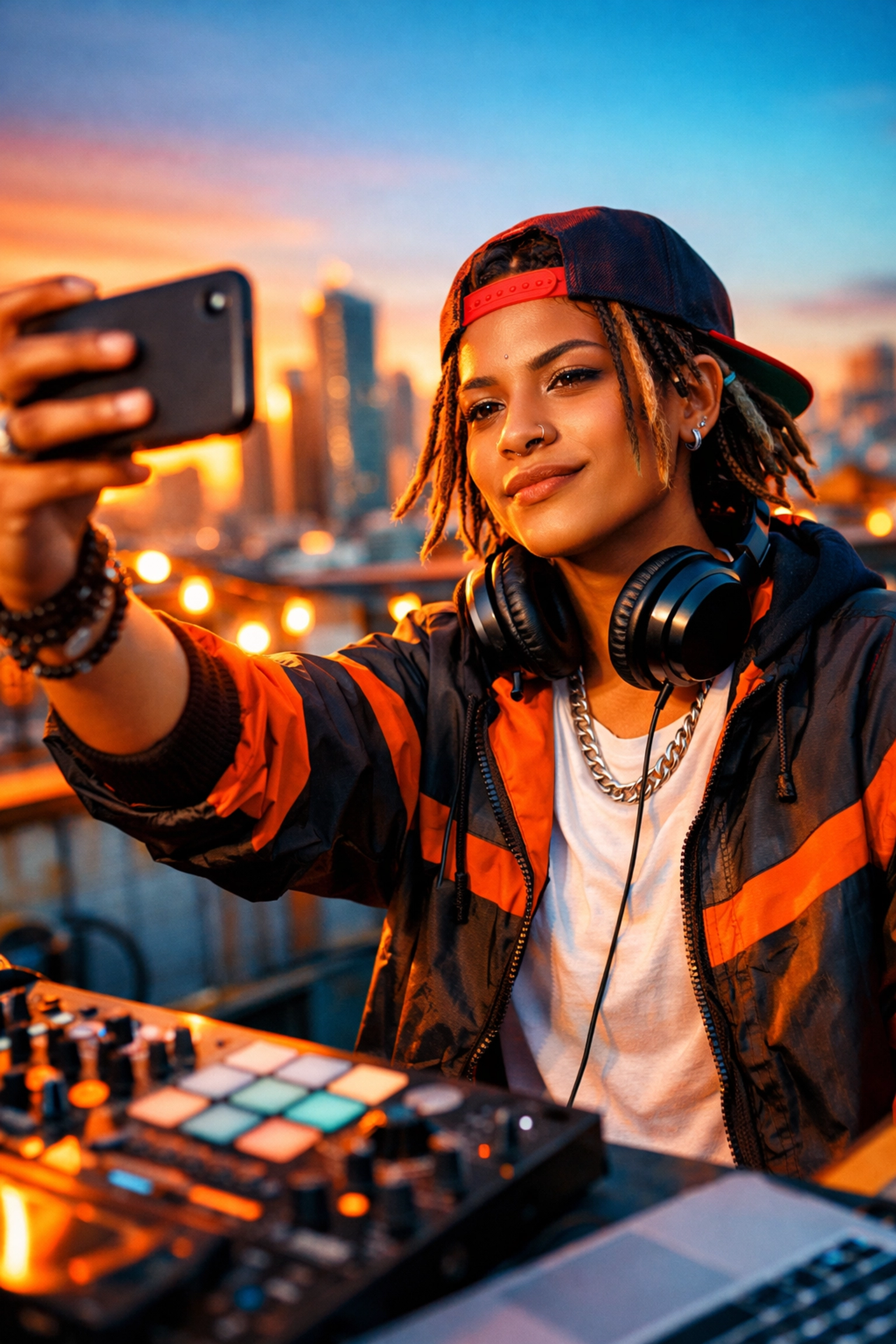 Independent music artist filming TikTok content for music promotion campaign