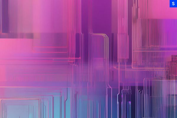 A stylized bright pink closeup of a circuit