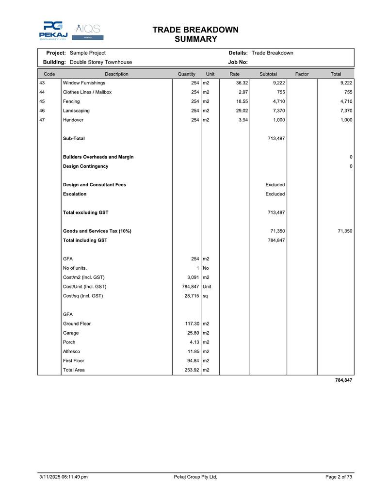 Trade Breakdown Summary — Page 2