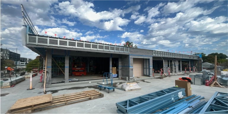 Construction site with contractors in Australia.