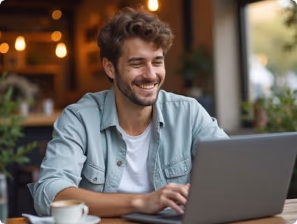 a man looking at laptop