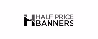 Half Price Banners logo: stylized 'H' with text.