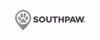 Southpaw logo: paw print in location marker.
