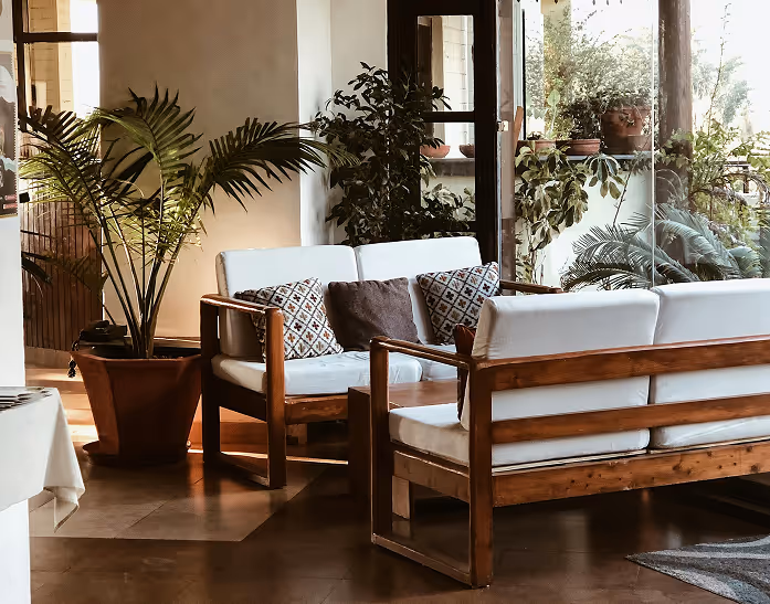 room with sofa and table