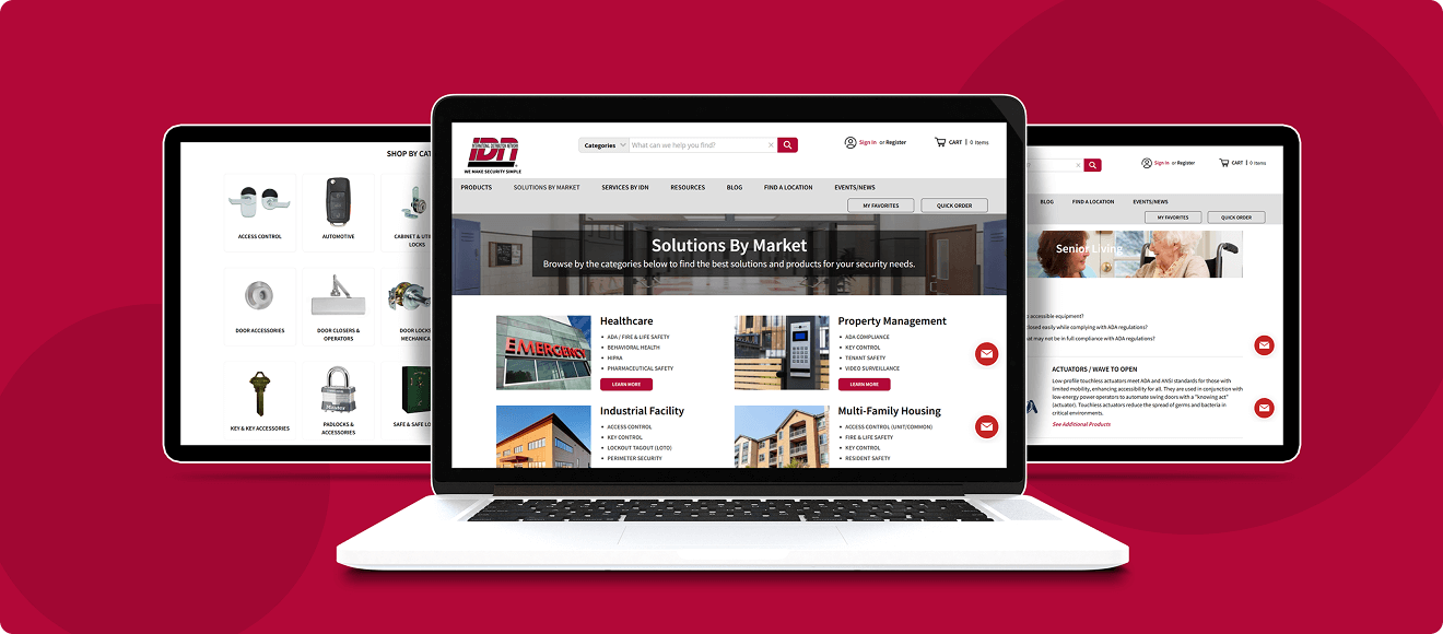 Tablet and two smaller device screens displaying Shoebacca online store with shoe listings, categories, and product details on a red background.