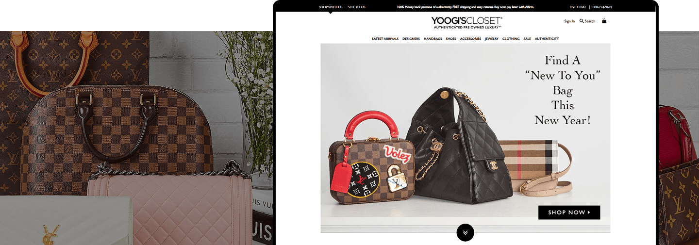 Screenshot of the ShoeBacca website homepage showing categories for women, men, kids, and accessories, featuring images of various shoes and backpacks.