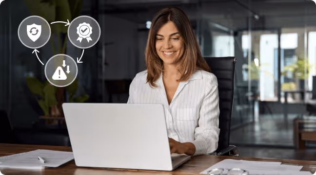 Hands typing on a laptop keyboard with a sequence of logos below showing a transition from one brand to eBay.