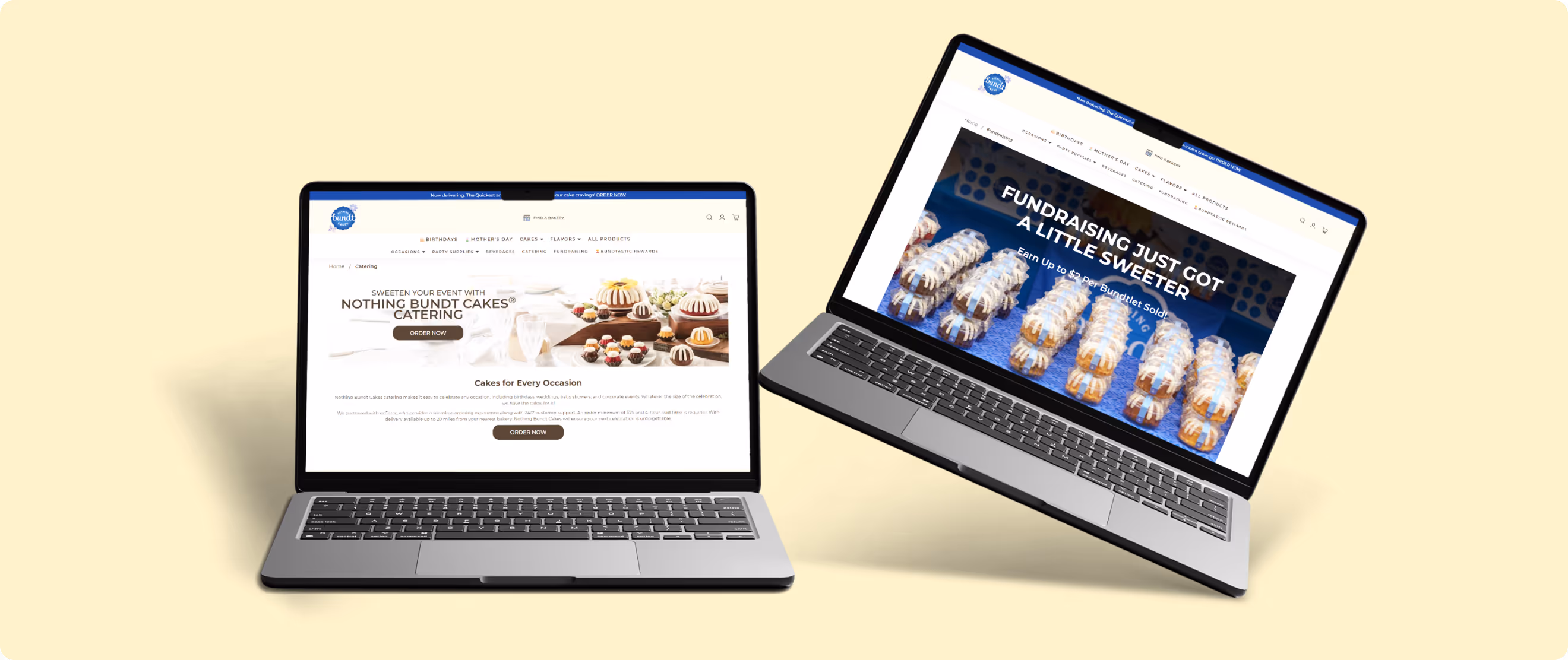 Tablet and two smaller device screens displaying fundraising