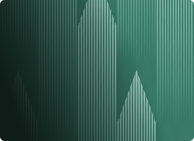 Abstract pattern of vertical green stripes forming geometric shapes on a gradient background.