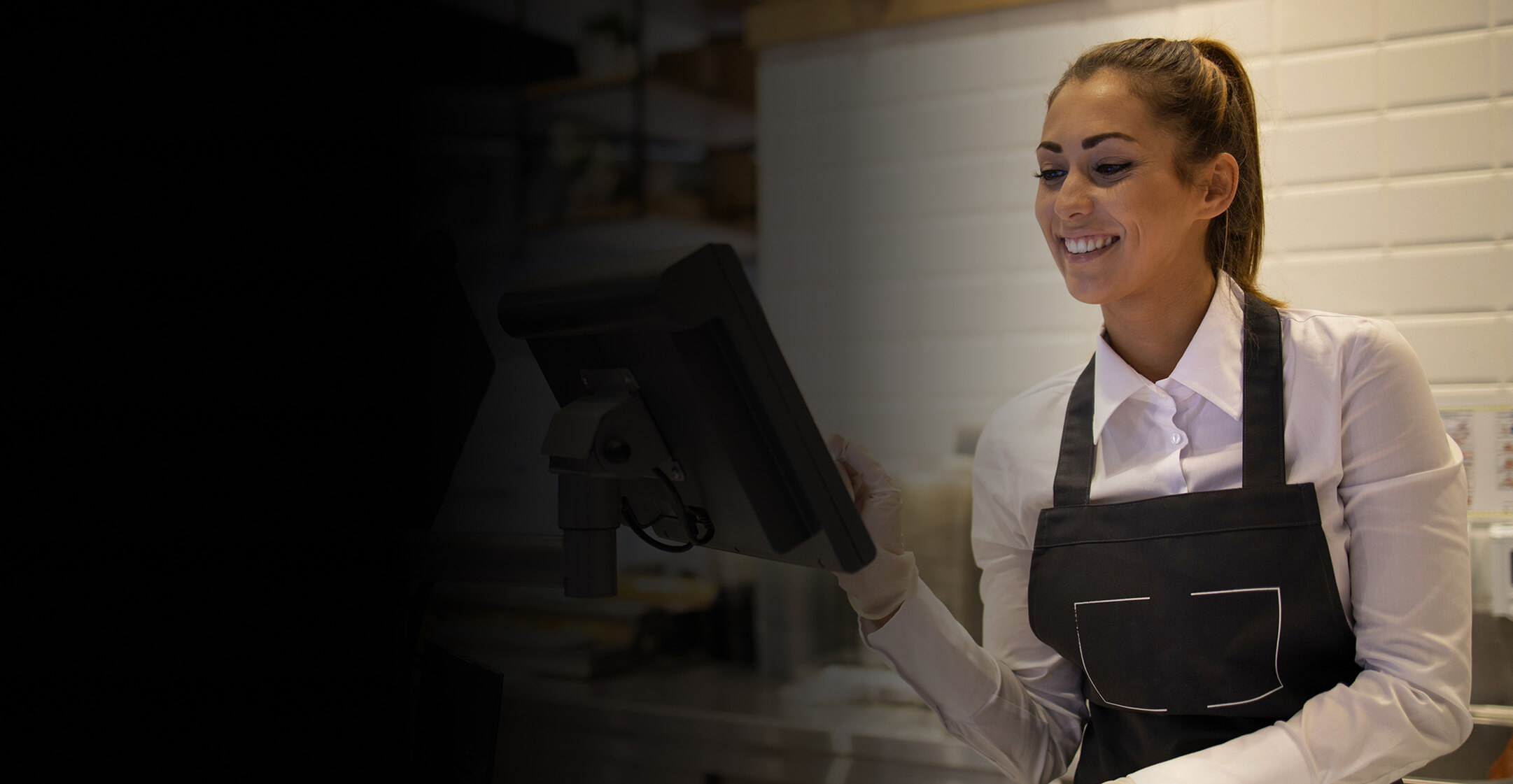 Retail associate using a POS register