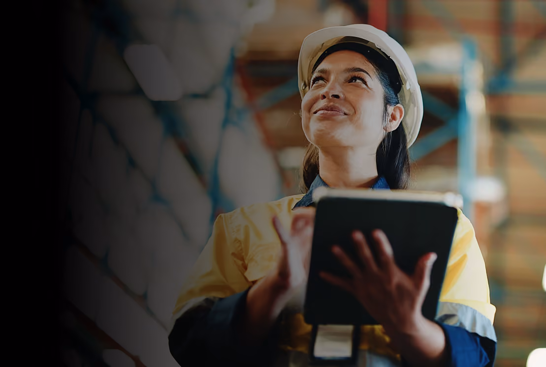 Warehouse worker using a tablet 