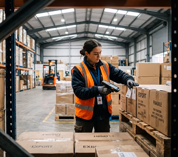 Warehouse worker scanning inventory