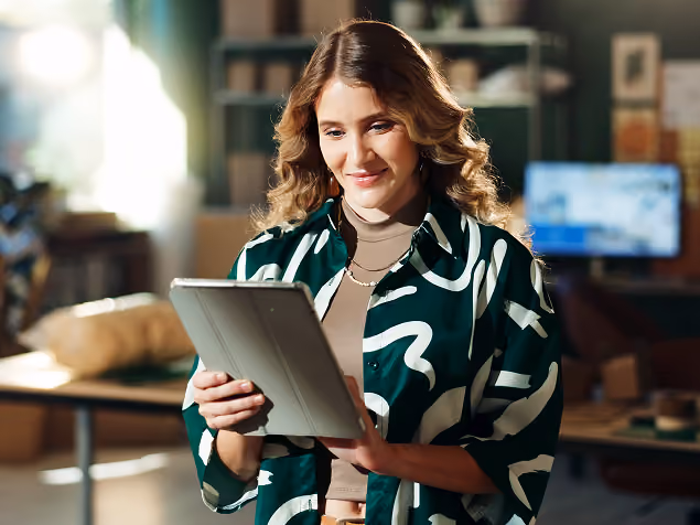 Retail team member using a tablet