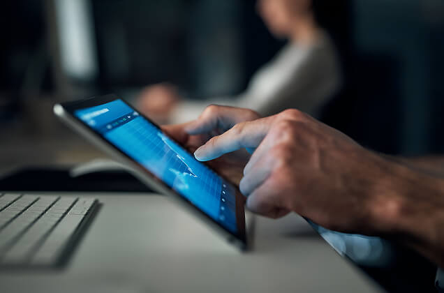 Tablet showing a commerce dashboard