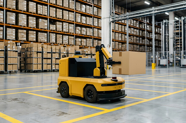 Autonomous robot in a distribution warehouse