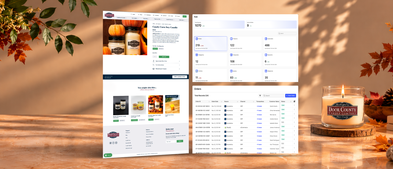 Door County Candle storefront and order management screens