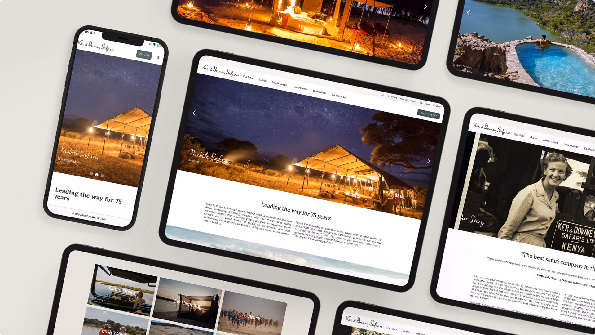 Mockups of a website