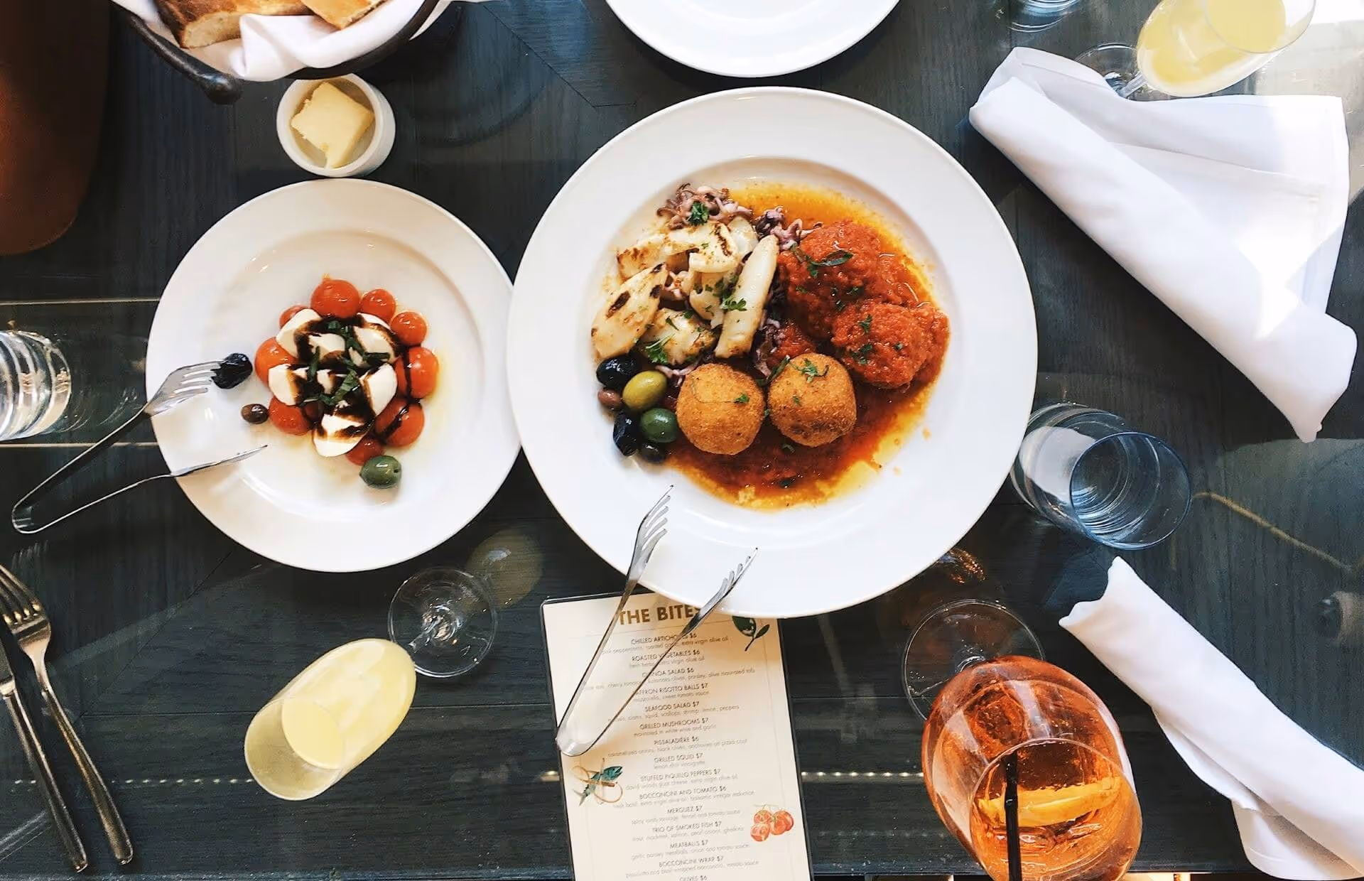 Table with food and menu