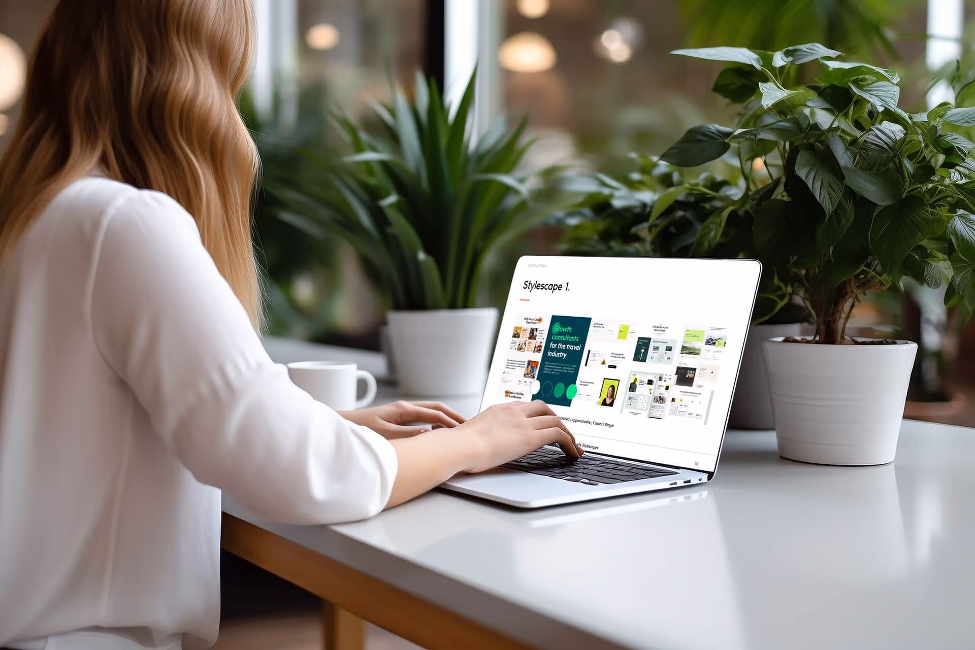 Women refining stylescapes on laptop