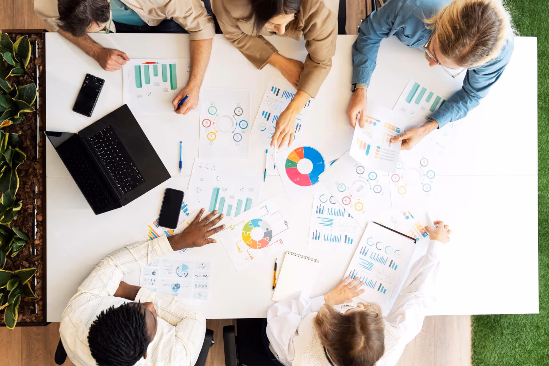 Team working together on a product plan