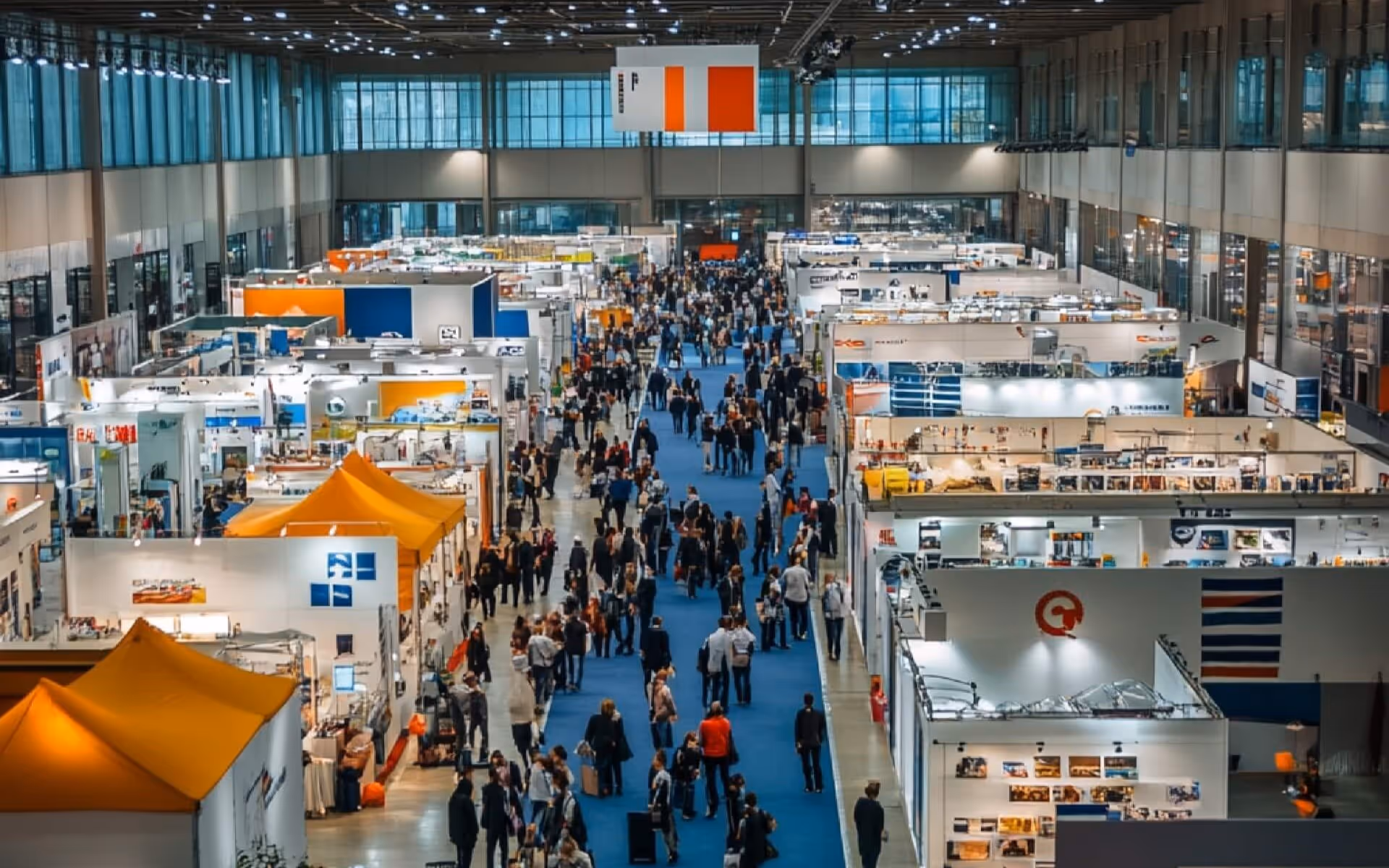 Global trade fair with diverse companies showcasing products