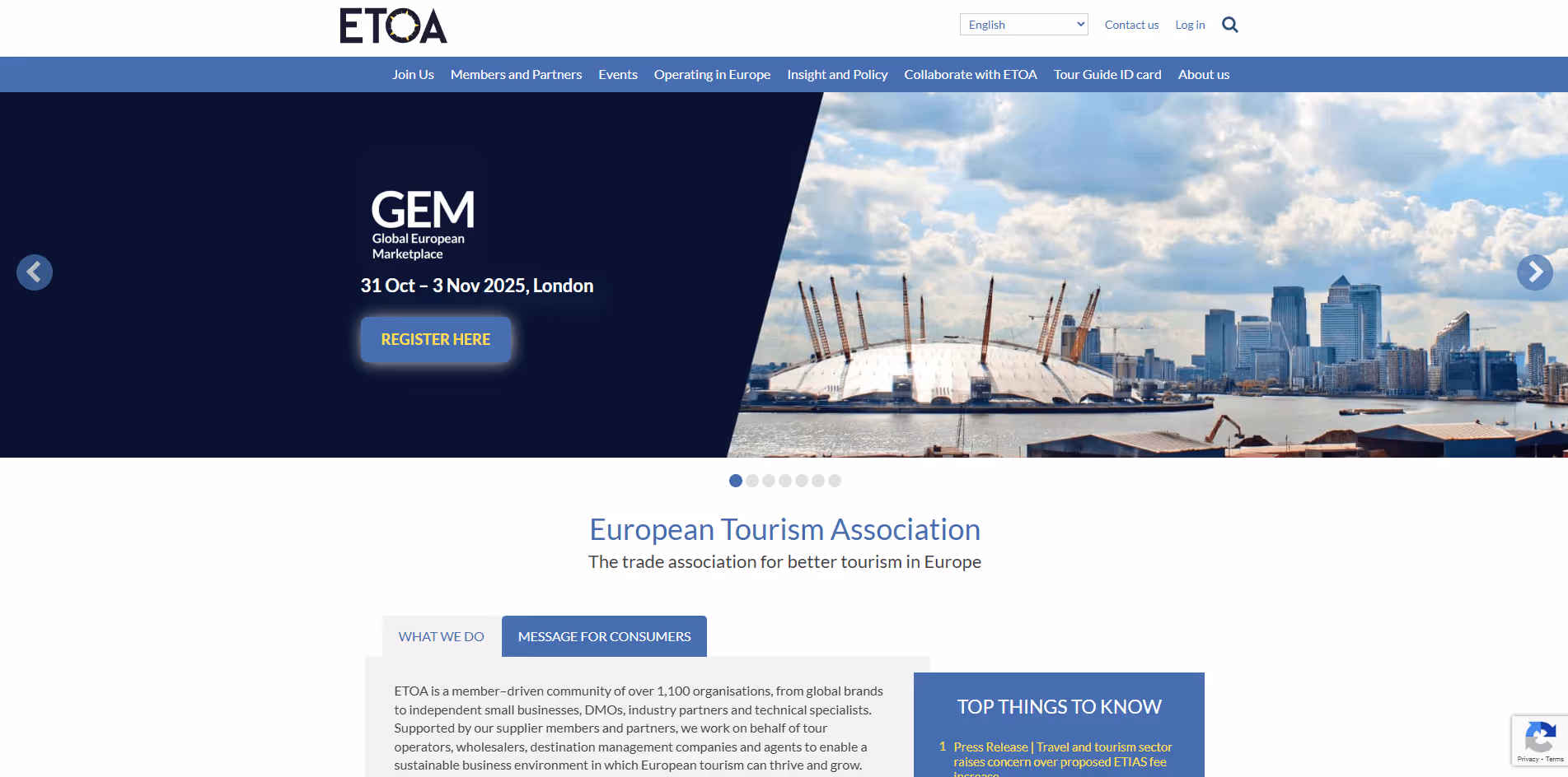 Image of ETOA website