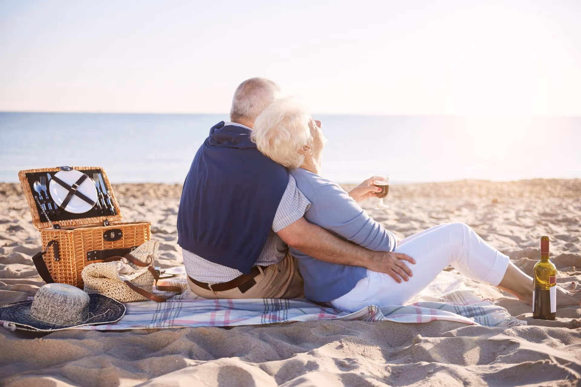 Couple having a picnic on the beach