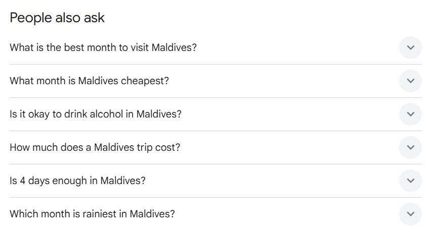 image of FAQs section on website