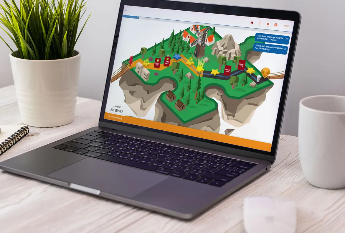 Interactive digital landscape puzzle game show on a computer screen.