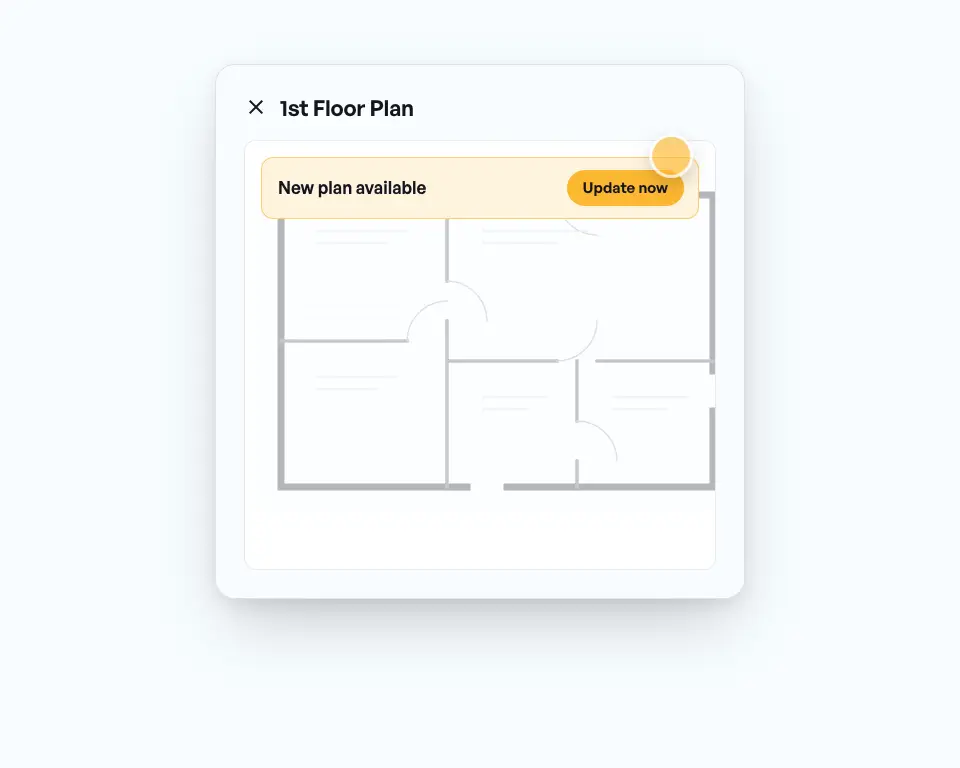 Notice New plan available, a tap on Update now, then the new plan zooms in and out with one finger.