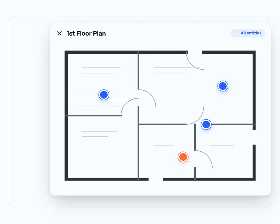 1st Floor Plan: long press on the spot in the plan, choose Task and dictate it, the task sits as a pin in the plan.