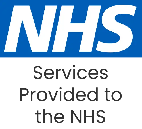 NHS logo and text reading services provided to the NHS