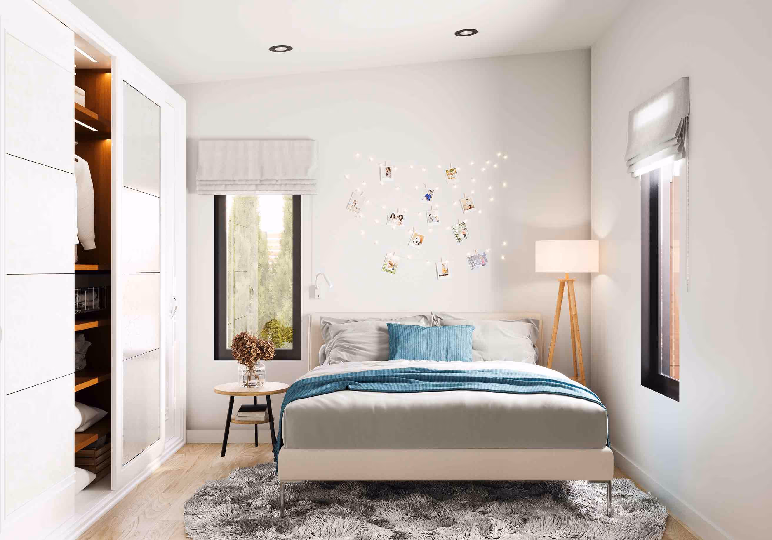 ADU bedroom design - simple modern style with wall decor