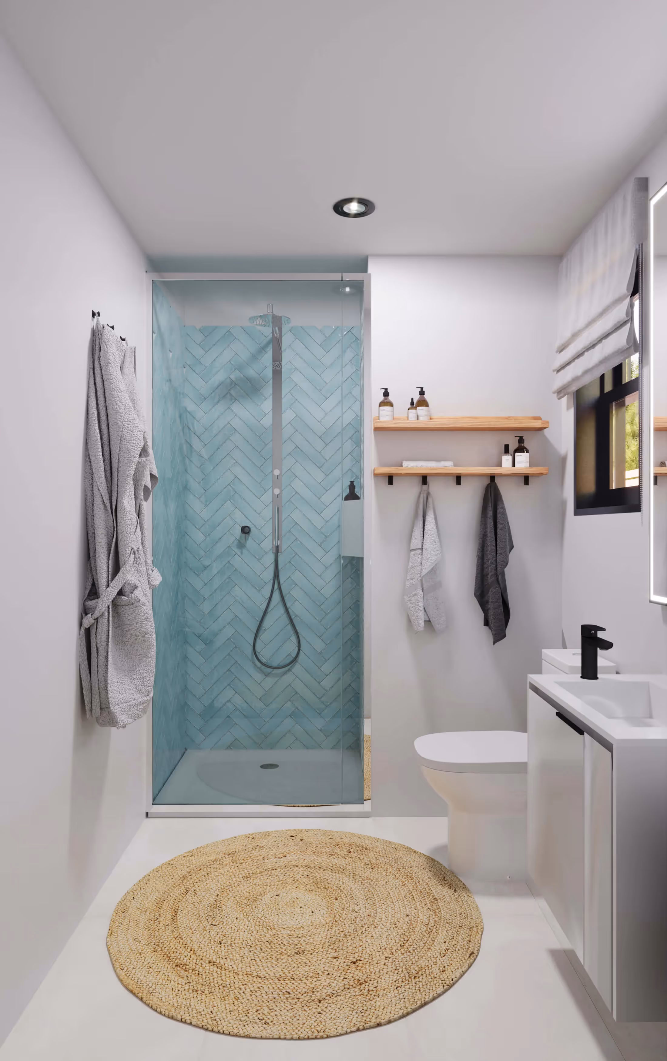 Modern bathroom inside an Ashbury 440 ADU.