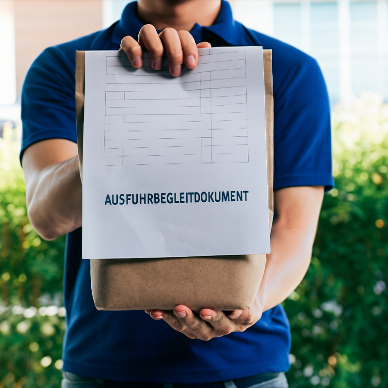Mann hält Ausfuhrbegleitdokument – digitale ABD-Erstellung
