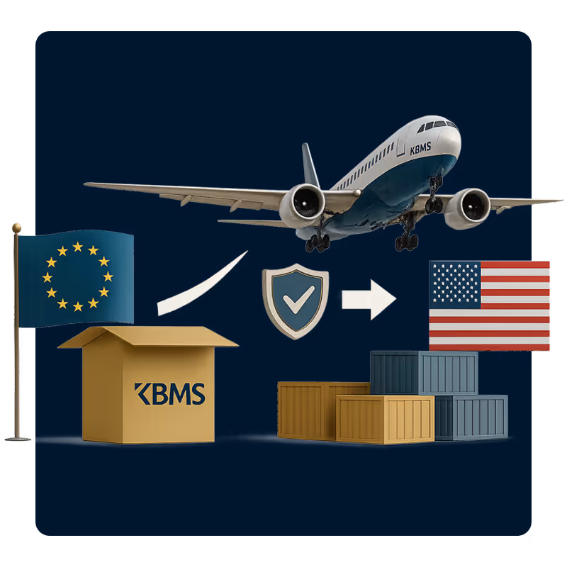 Versandboxen mit EU- und US-Flagge – Sammelverzollung USA