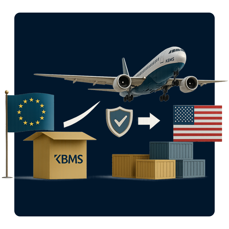 Versandboxen mit EU- und US-Flagge – Sammelverzollung USA