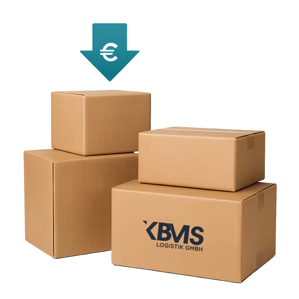 Versandboxen mit Euro-Symbol – Frachtkostenreduzierung mit KBMS Logistik
