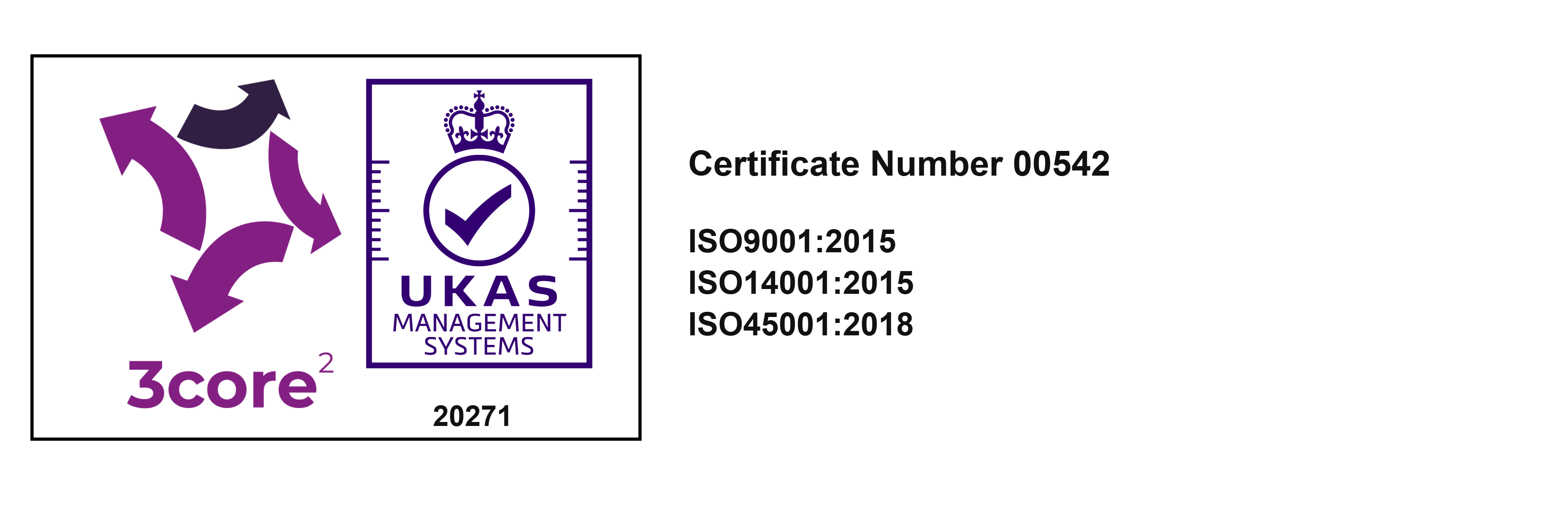 ISO 14001:2015 Quality Management Certified by 3core2