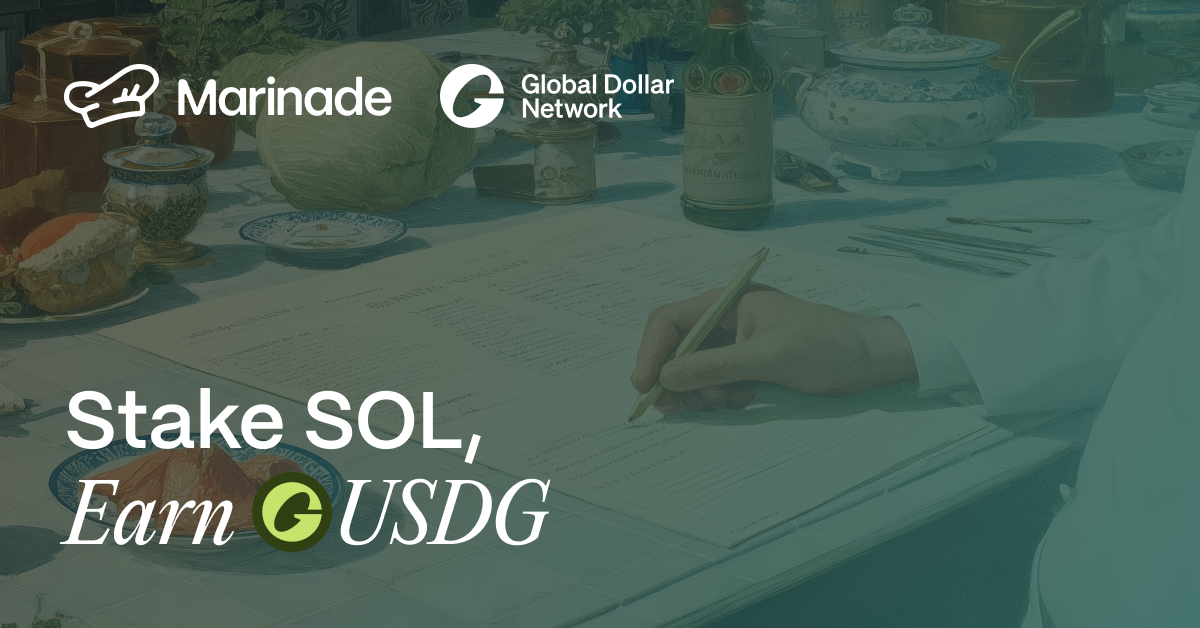 SOLをステークしてUSDGを獲得するプロモーション画像