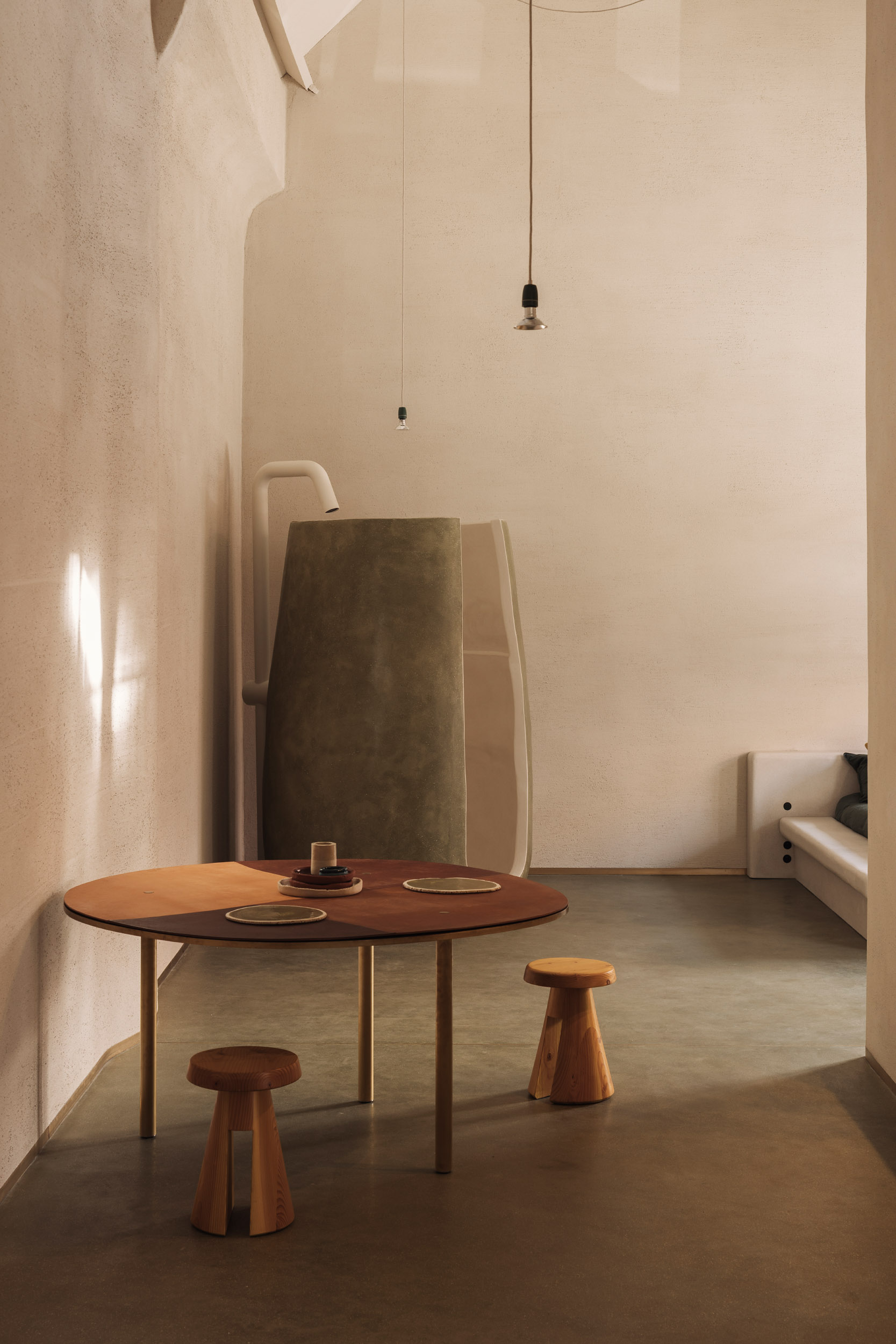 Studio LoHo Materials Clay Finish Medium, Benoit Viaene. soft and healthy for its environment, with excellent acoustic and indoor climate regulating features, non-flammable, clay is suited for residential and public projects.