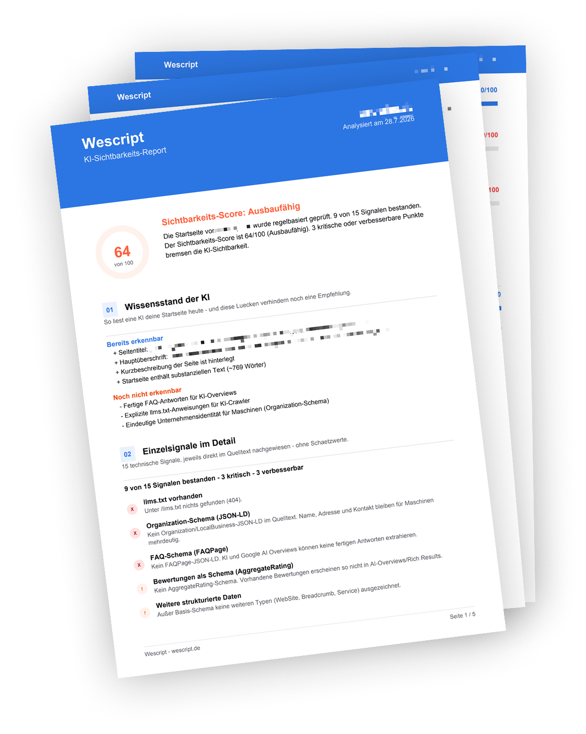 Was du in deiner kostenlosen GEO-Analyse von Wescript bekommst.