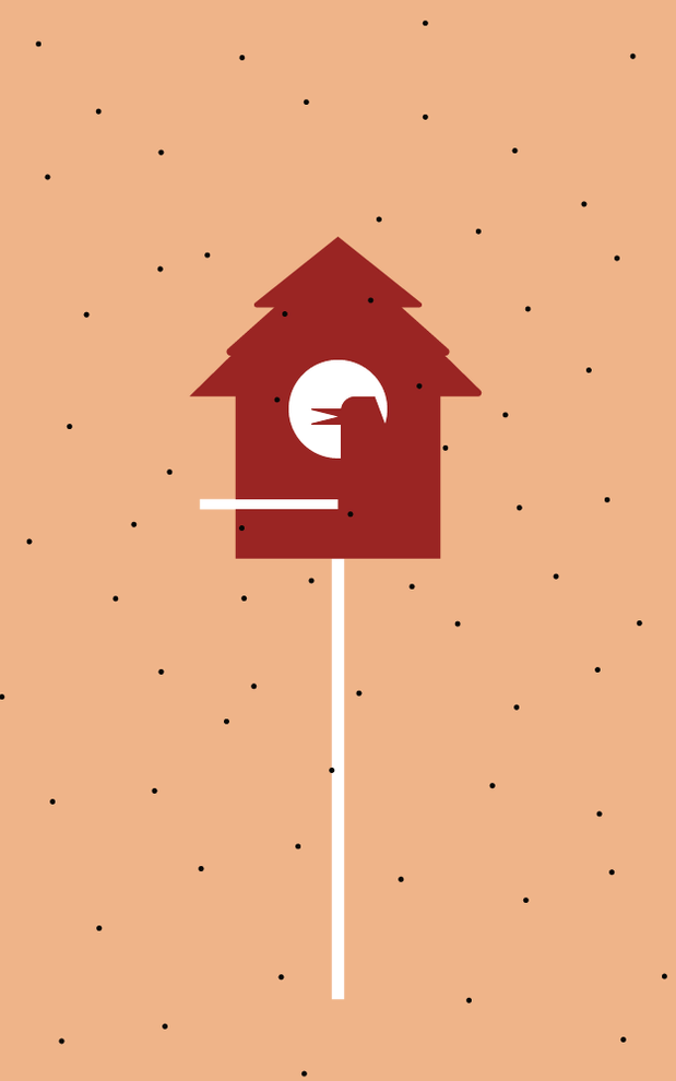 Bird box with a bird inside, representing staying indoors icon