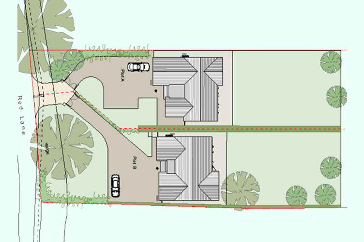 Architectural site plan showing two residential plots