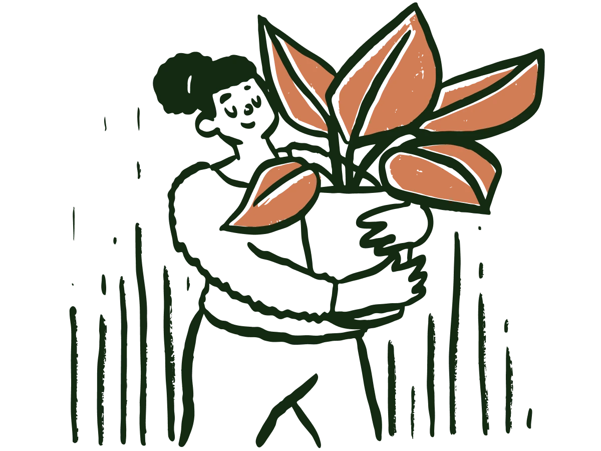 illustration of a lady with a plant