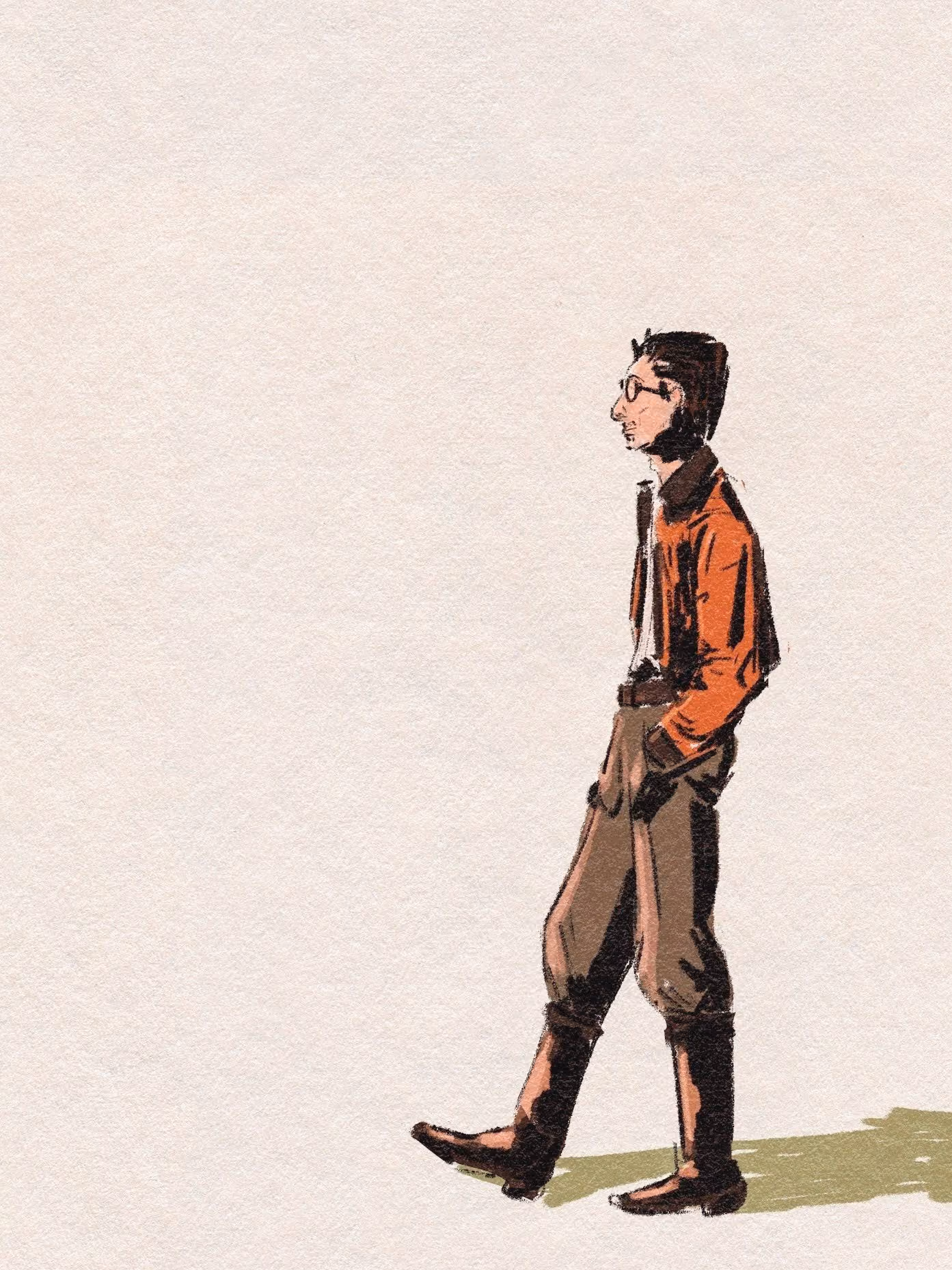 A full-body illustration of Kim from Disco Elysium.