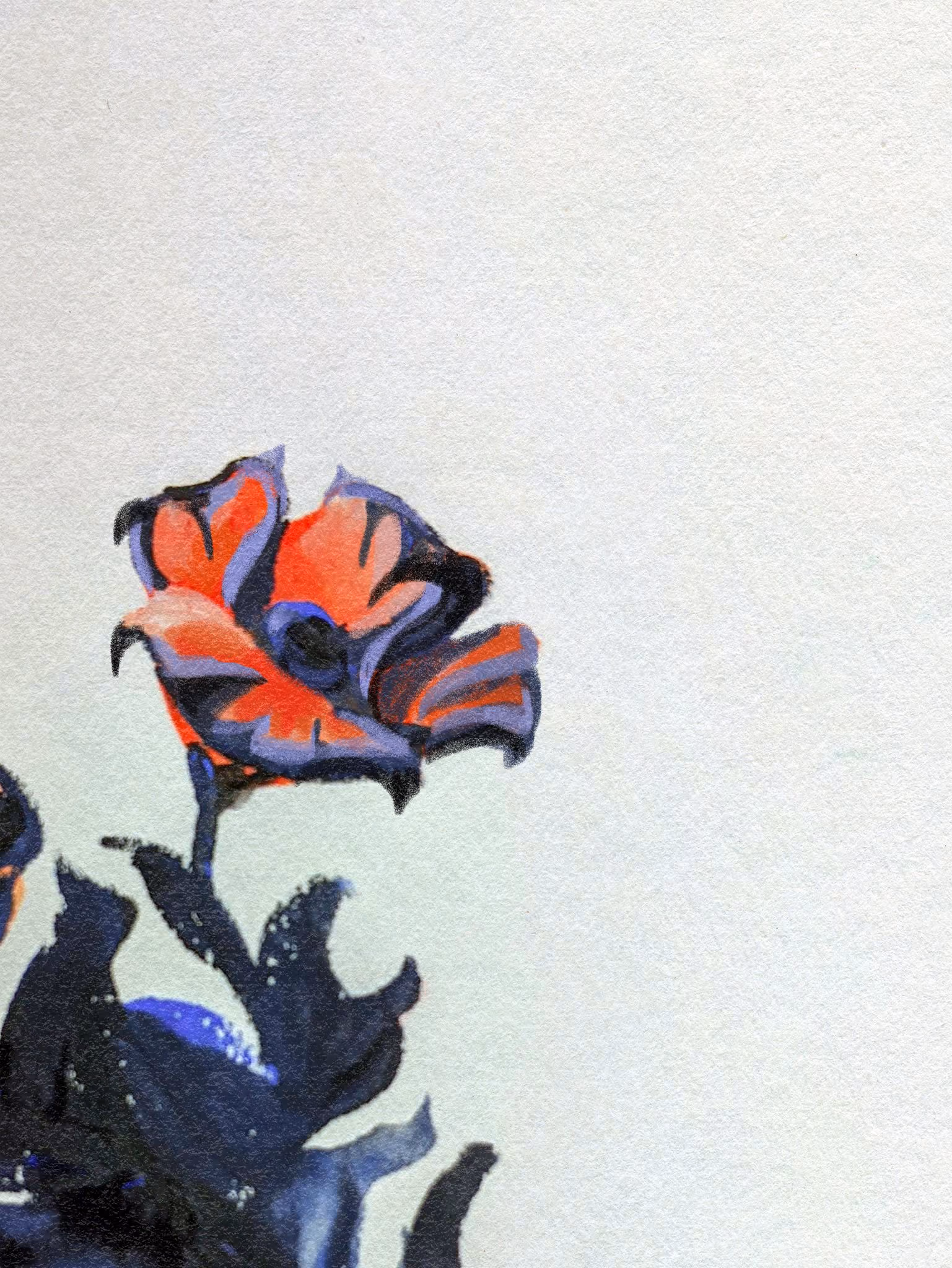 A gouache illustration of a flower.