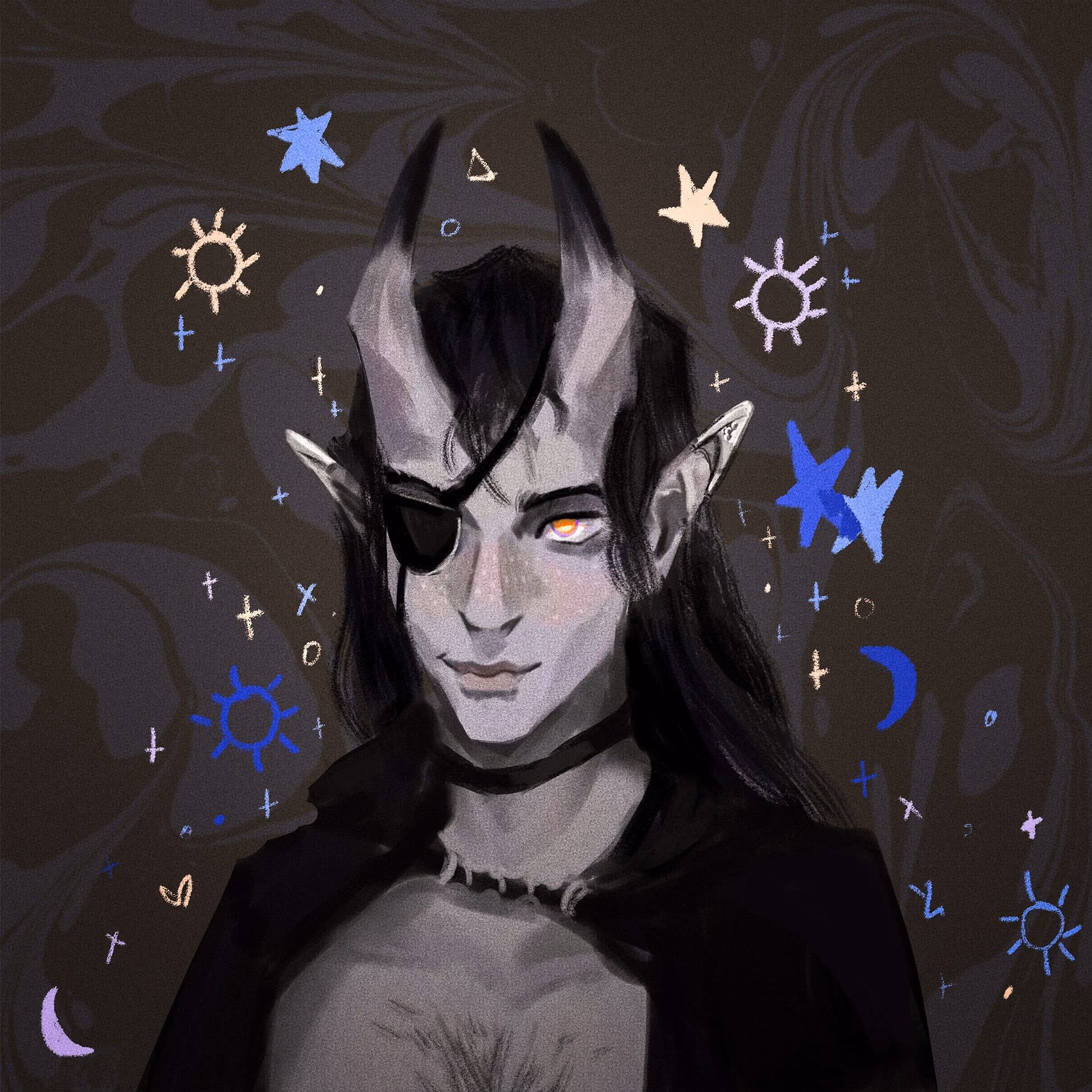 Portrait illustration of a gargoyle character.