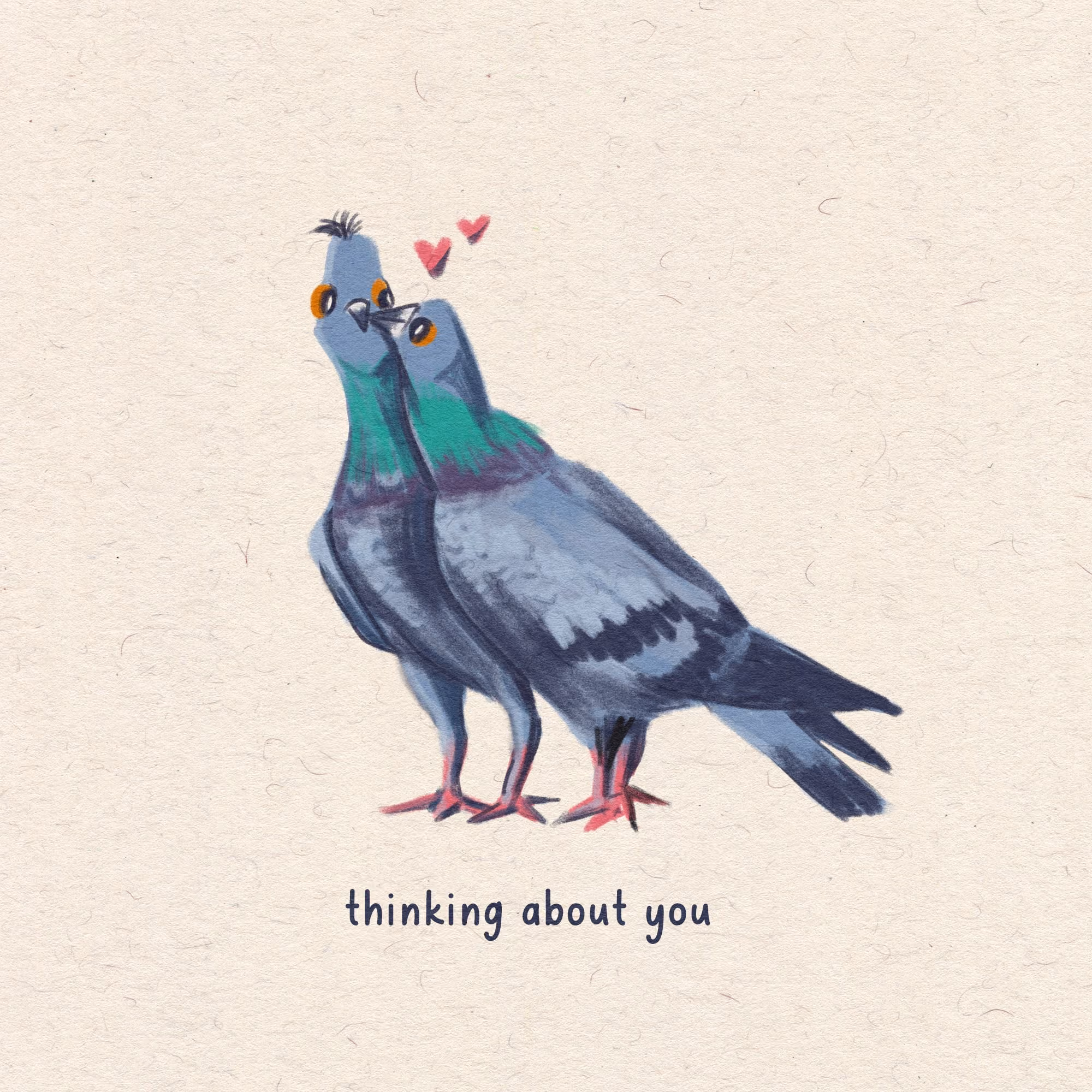 An illustrated pair of pigeons.