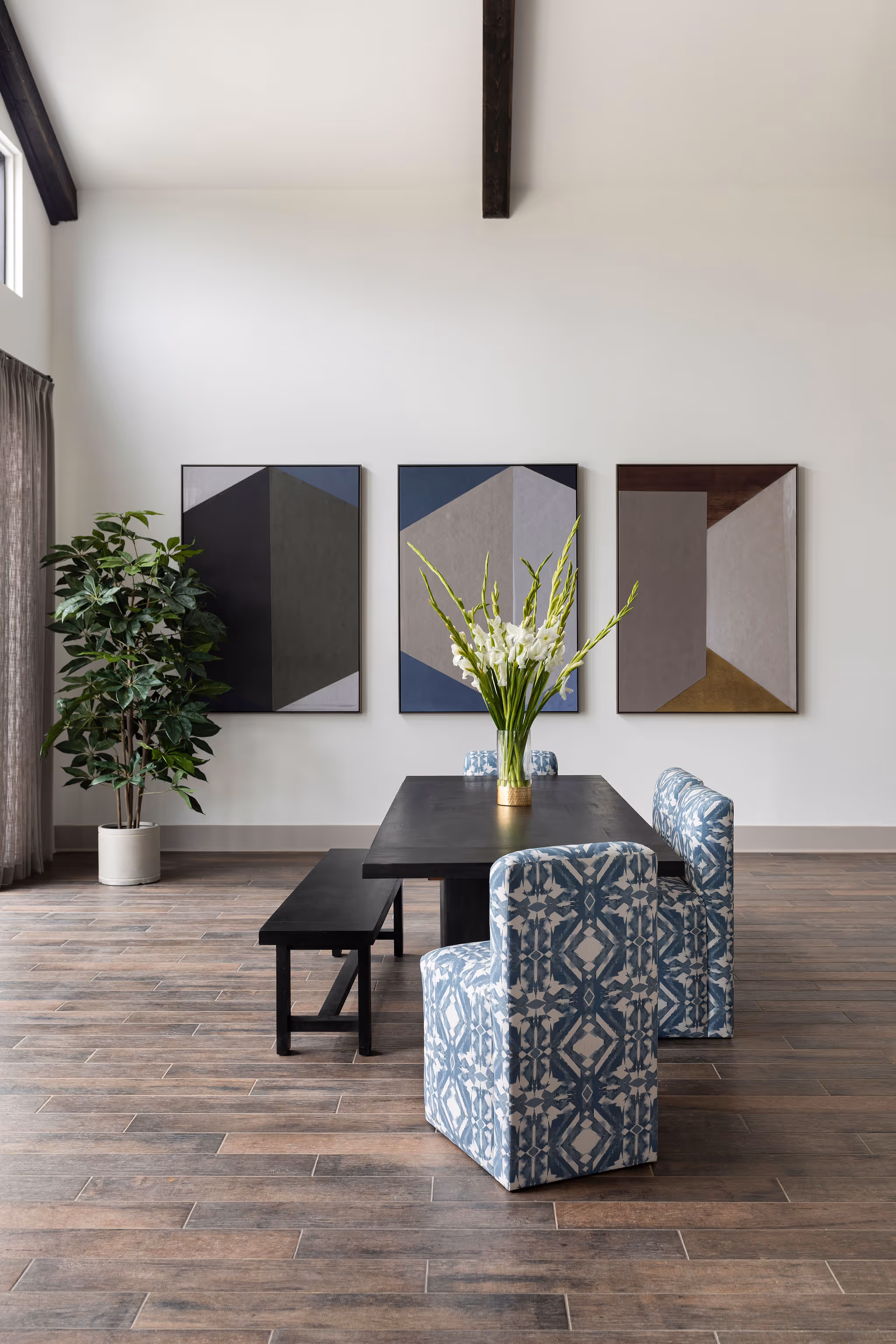 Lobby table and artwork